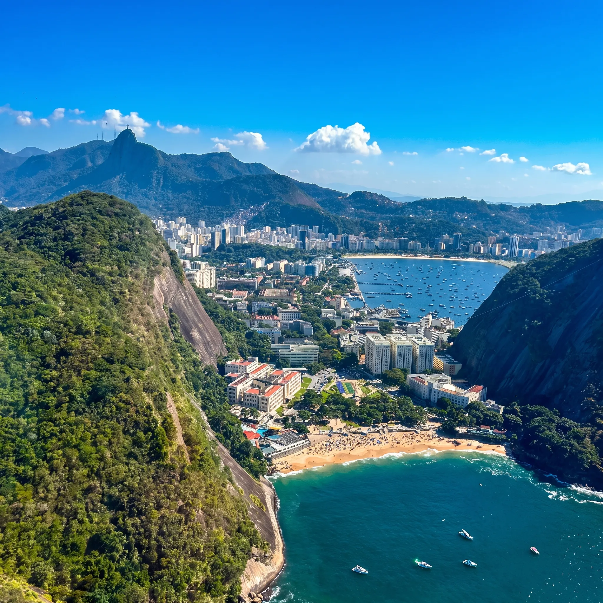 Vista aérea de Urca, Praia Vermelha y la Bahía de Botafogo