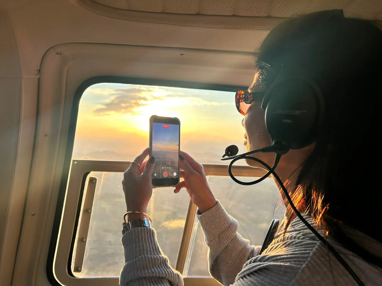 Atardecer durante el vuelo panorámico sobre Río